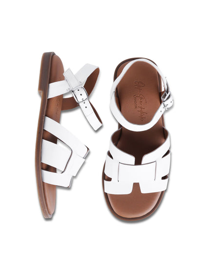 Off The Hook White Isabella Leather Slingback Open-Toe Flat Sandals image 1
