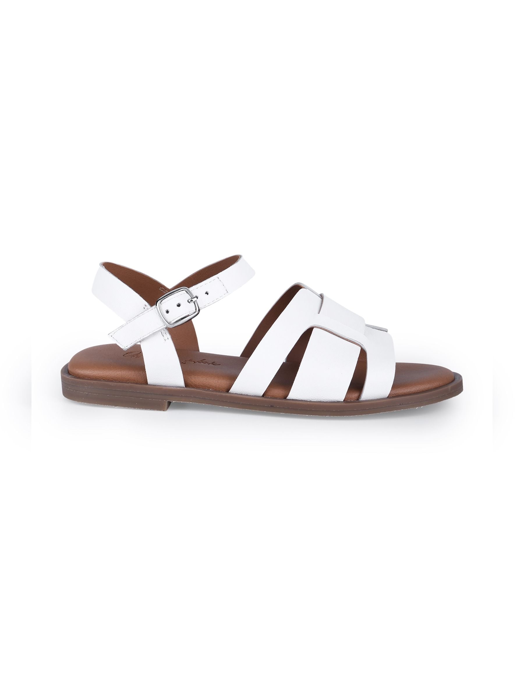 Off The Hook White Isabella Leather Slingback Open-Toe Flat Sandals image 2