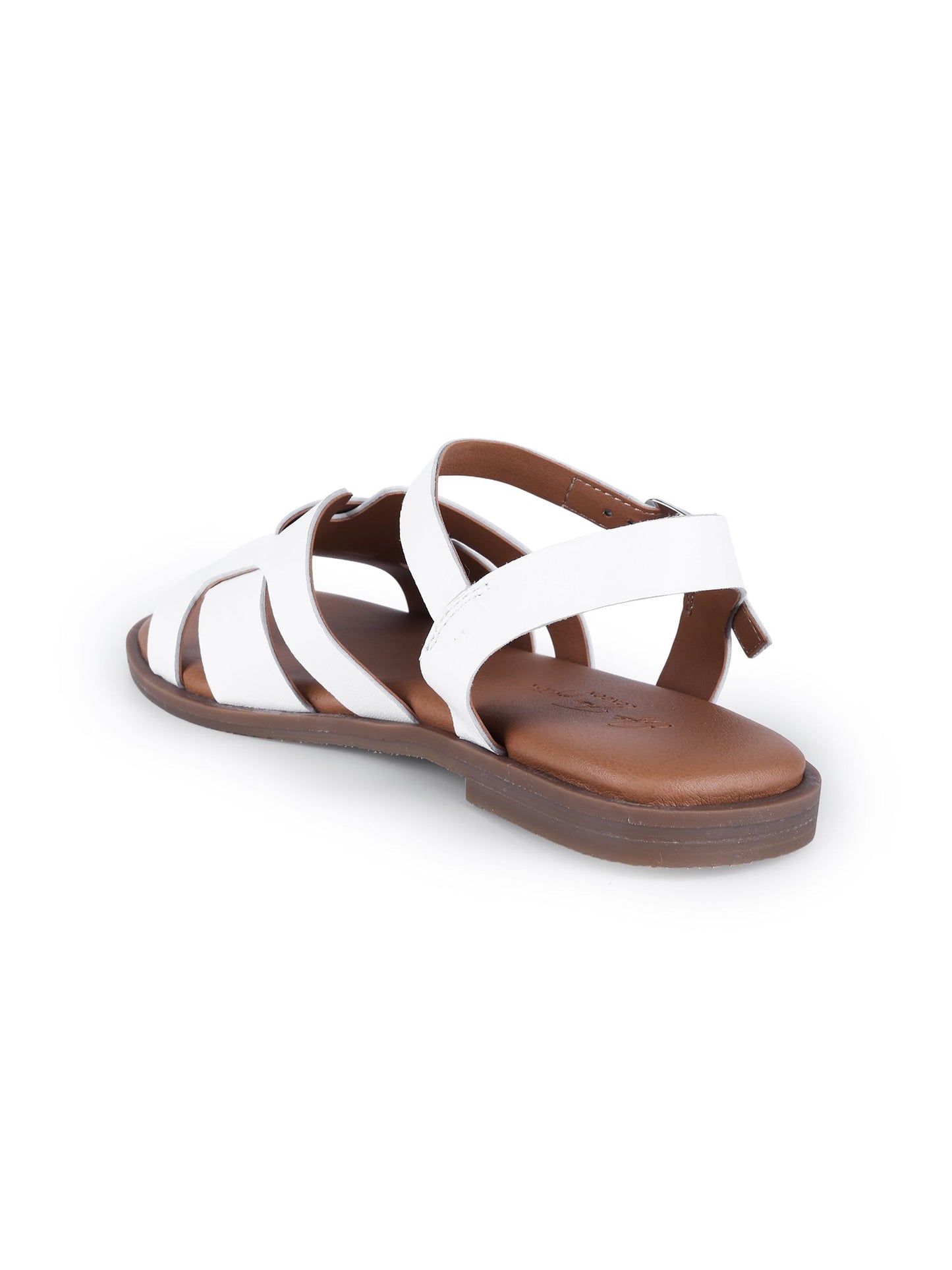 Off The Hook White Isabella Leather Slingback Open-Toe Flat Sandals image 3