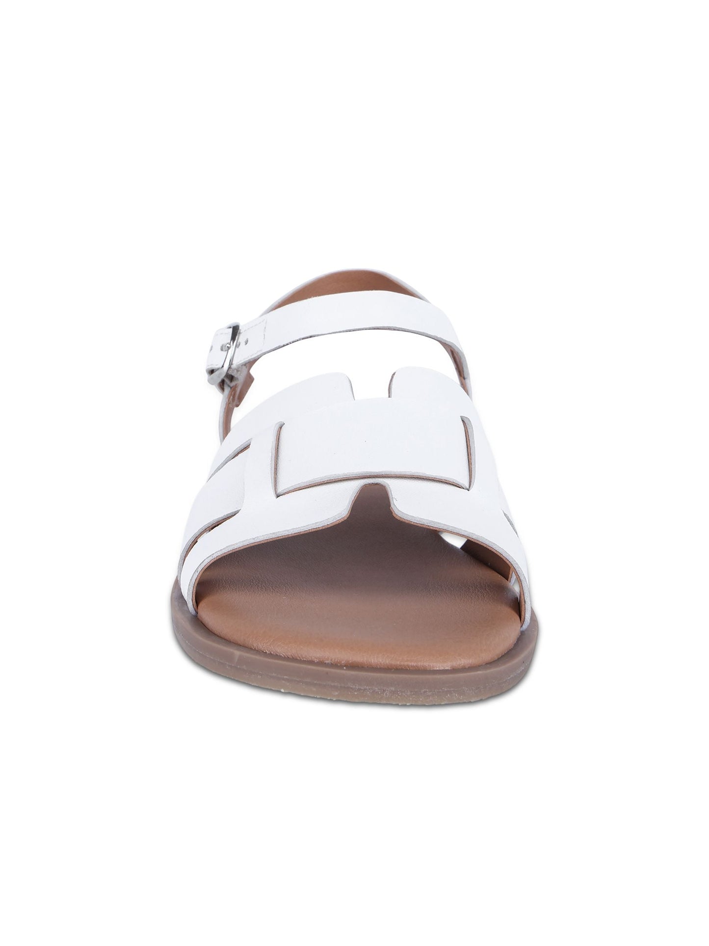 Off The Hook White Isabella Leather Slingback Open-Toe Flat Sandals image 4
