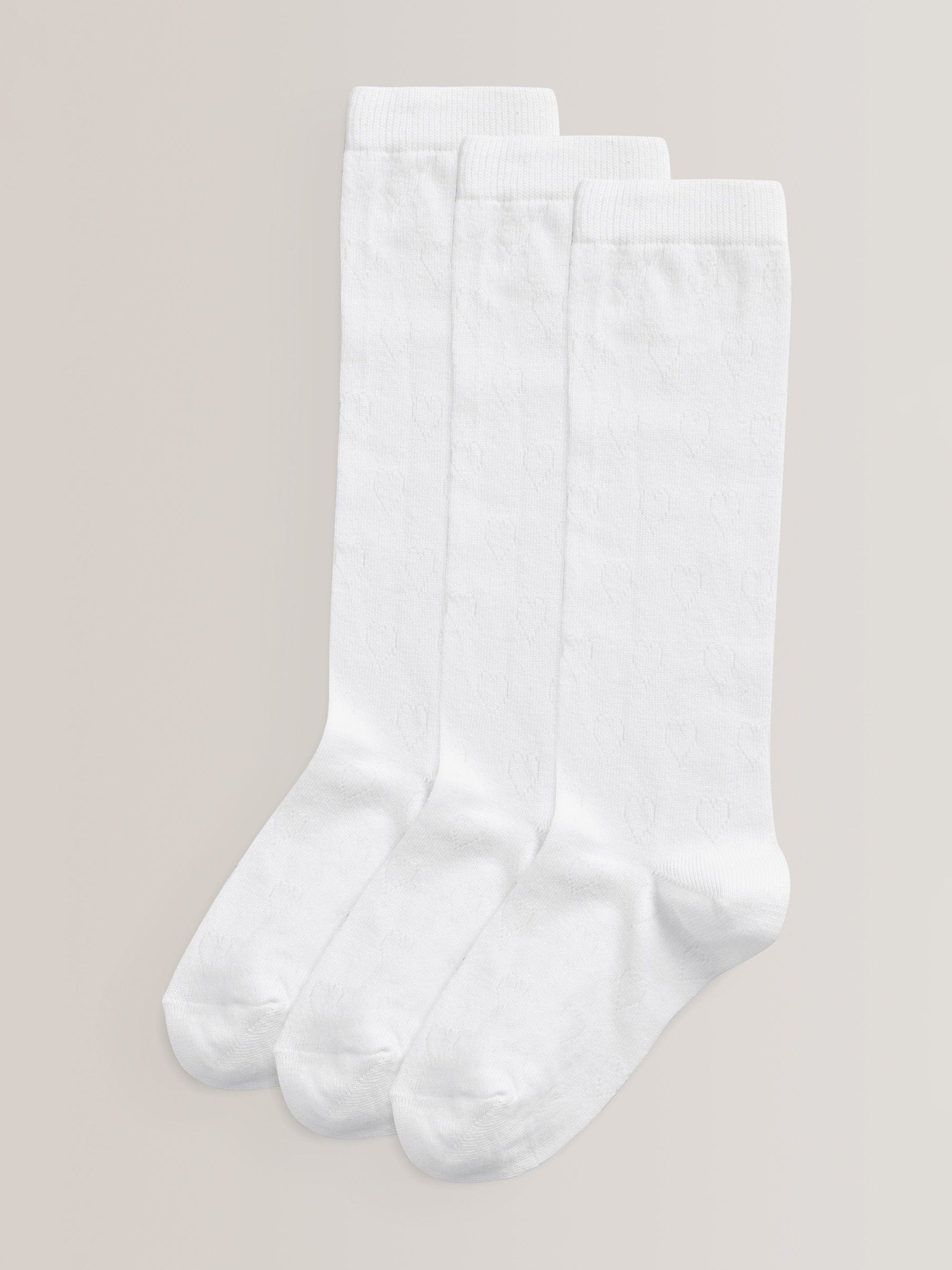 White Heart 3 Pack Cotton Rich Knee High Socks image 1