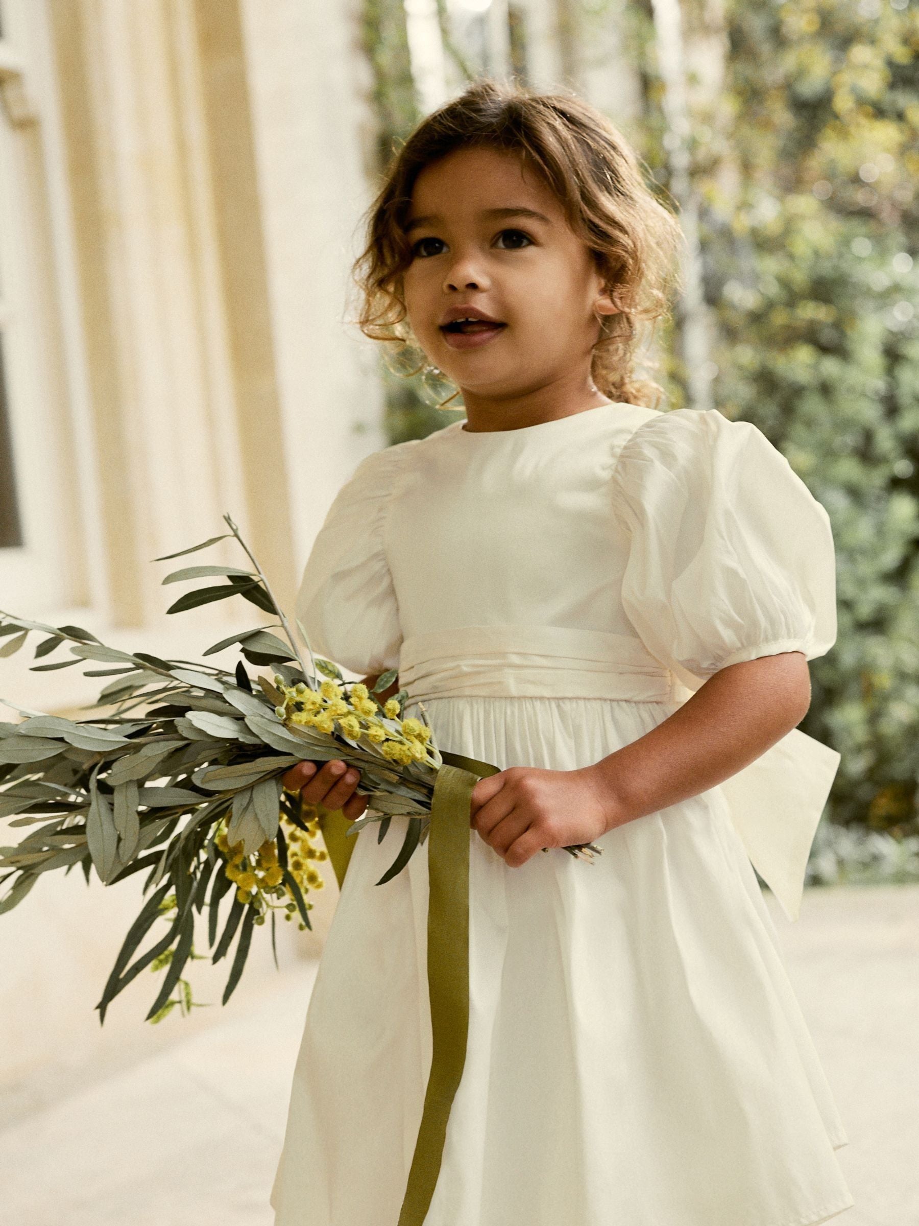 Ivory Flower Girl Taffeta Bow Dress (3mths-8yrs) image 3