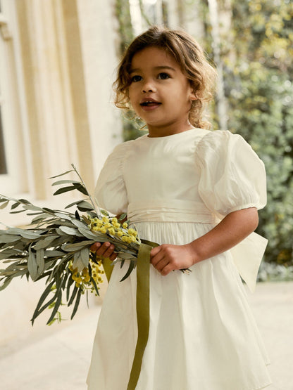 Ivory Flower Girl Taffeta Bow Dress (3mths-8yrs) image 3