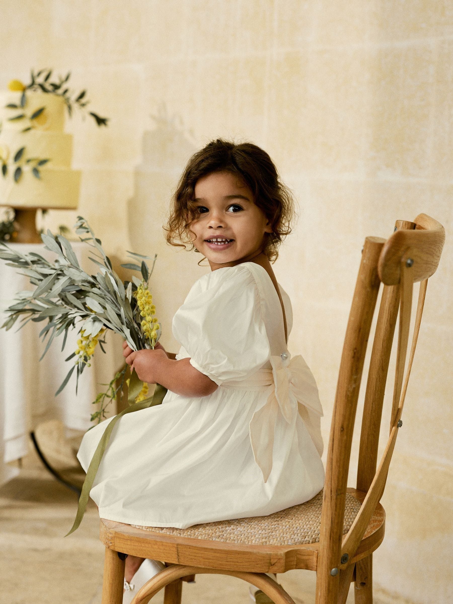Ivory Flower Girl Taffeta Bow Dress (3mths-8yrs) image 7