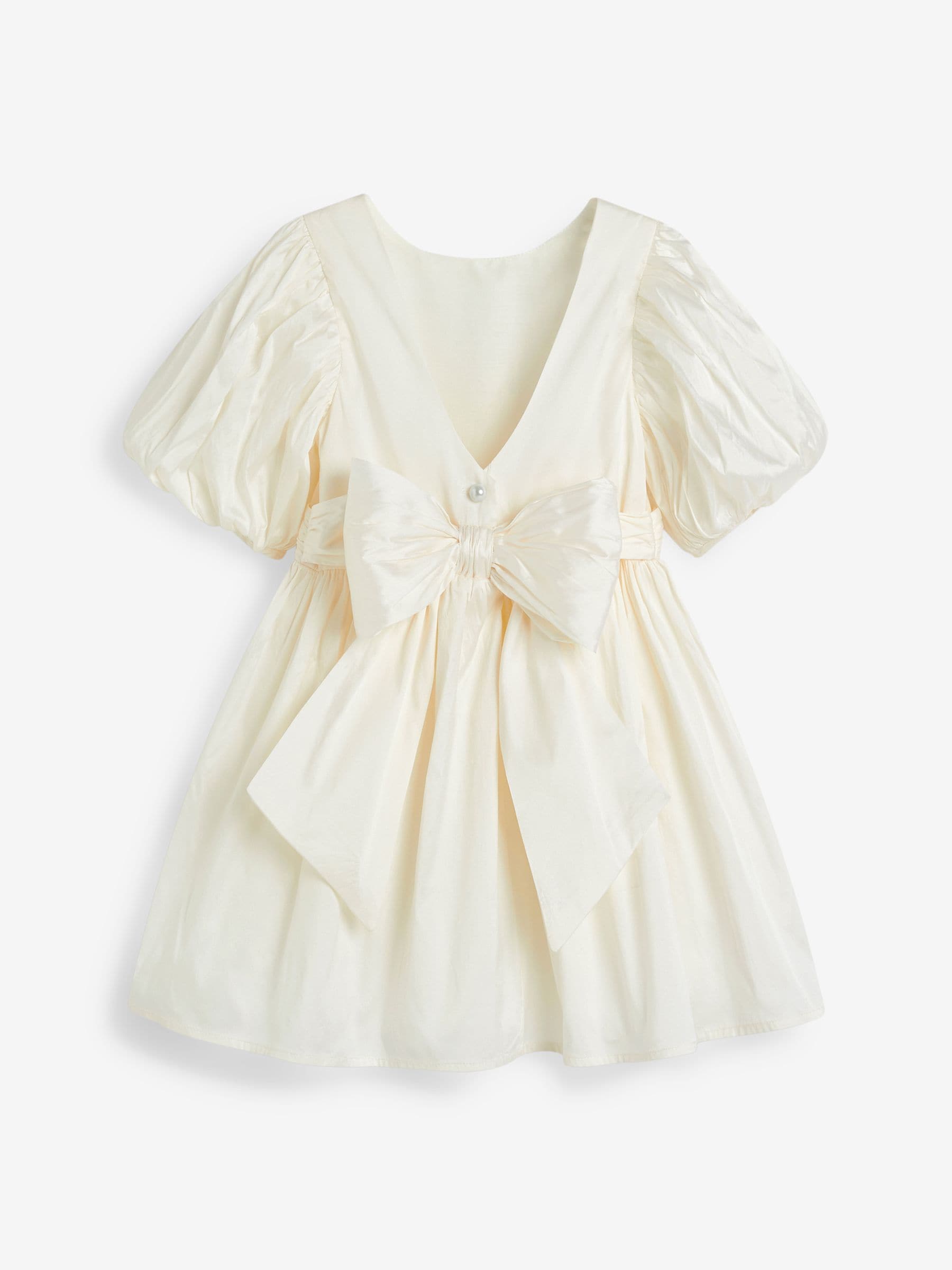 Ivory Flower Girl Taffeta Bow Dress (3mths-8yrs) image 9