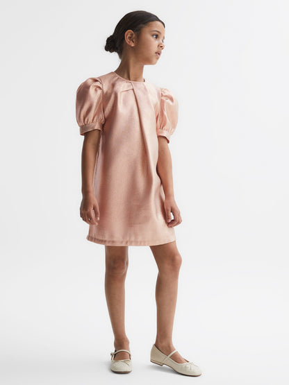 Dsiney Kidz - Reiss Pink Lexi 9-14 yrs Metallic Puff Sleeve Dress image 1