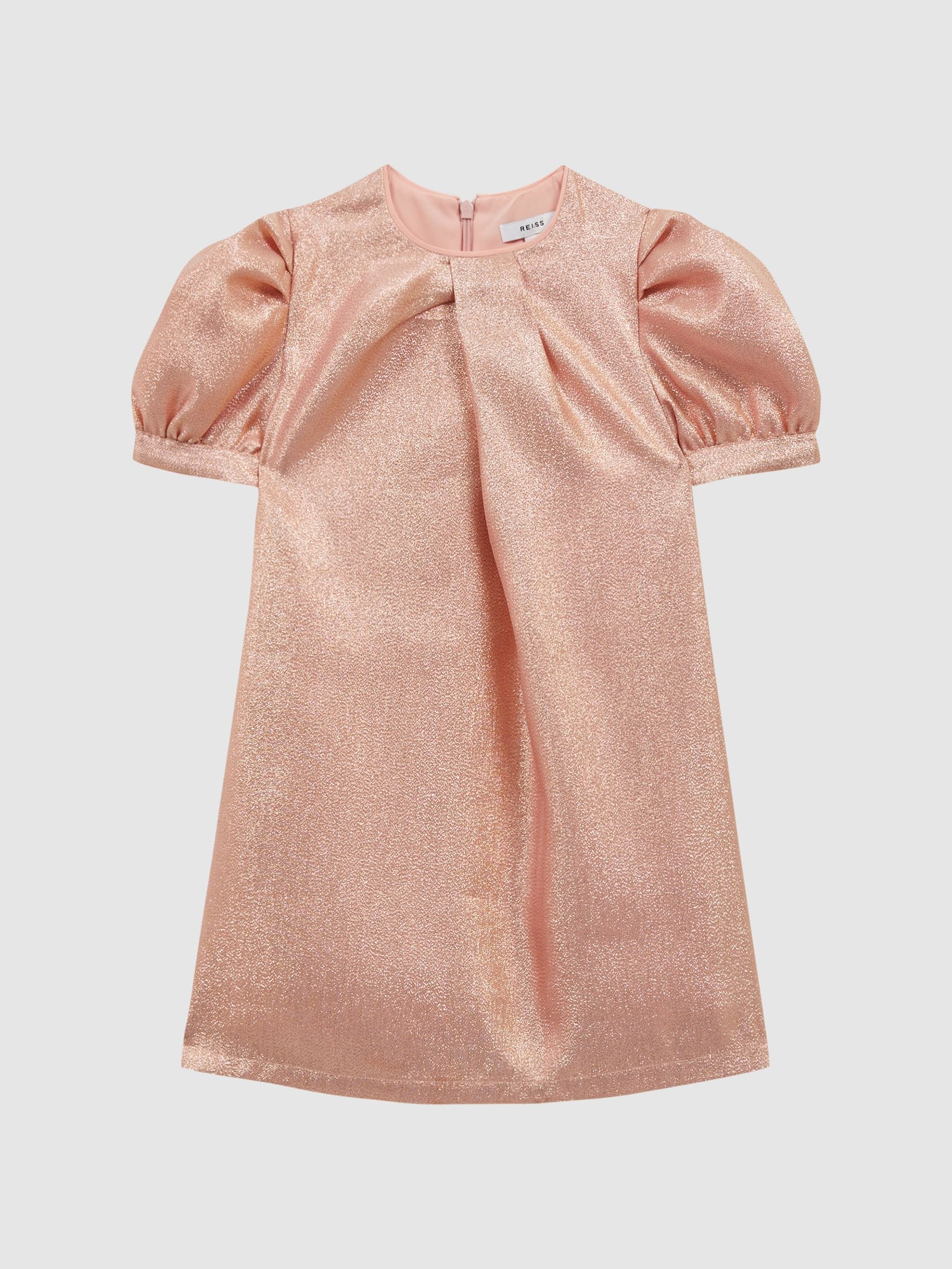 Dsiney Kidz - Reiss Pink Lexi 9-14 yrs Metallic Puff Sleeve Dress image 2