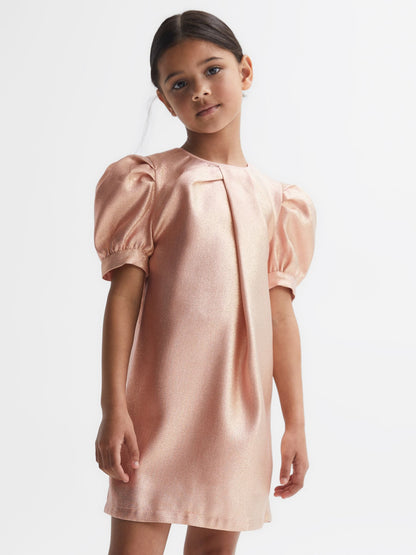 Dsiney Kidz - Reiss Pink Lexi 9-14 yrs Metallic Puff Sleeve Dress image 3