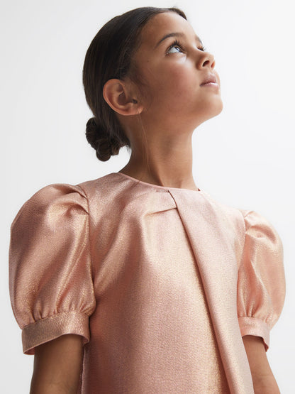 Dsiney Kidz - Reiss Pink Lexi 9-14 yrs Metallic Puff Sleeve Dress image 4
