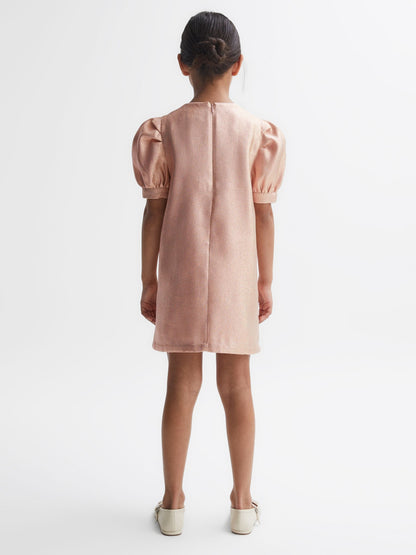 Dsiney Kidz - Reiss Pink Lexi 9-14 yrs Metallic Puff Sleeve Dress image 5