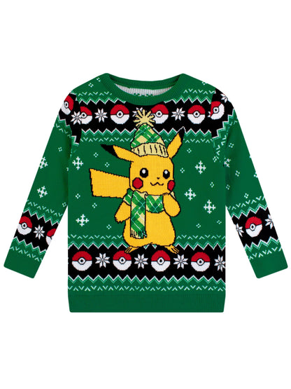 Character Green Pokemon Pikachu Christmas Jumper - image 1