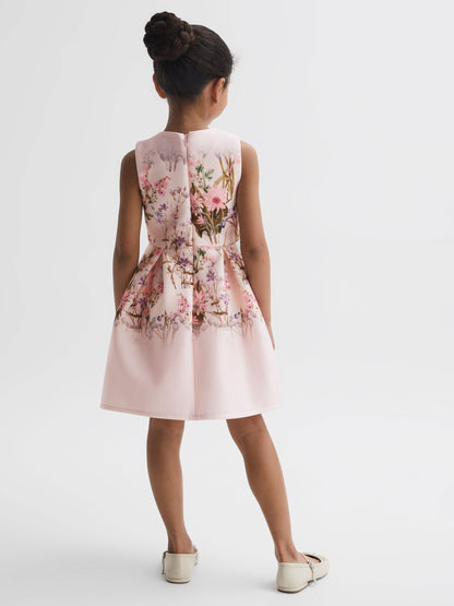 Dsiney Kidz - Reiss Multi Emily Junior Scuba Floral Printed Dress image 4
