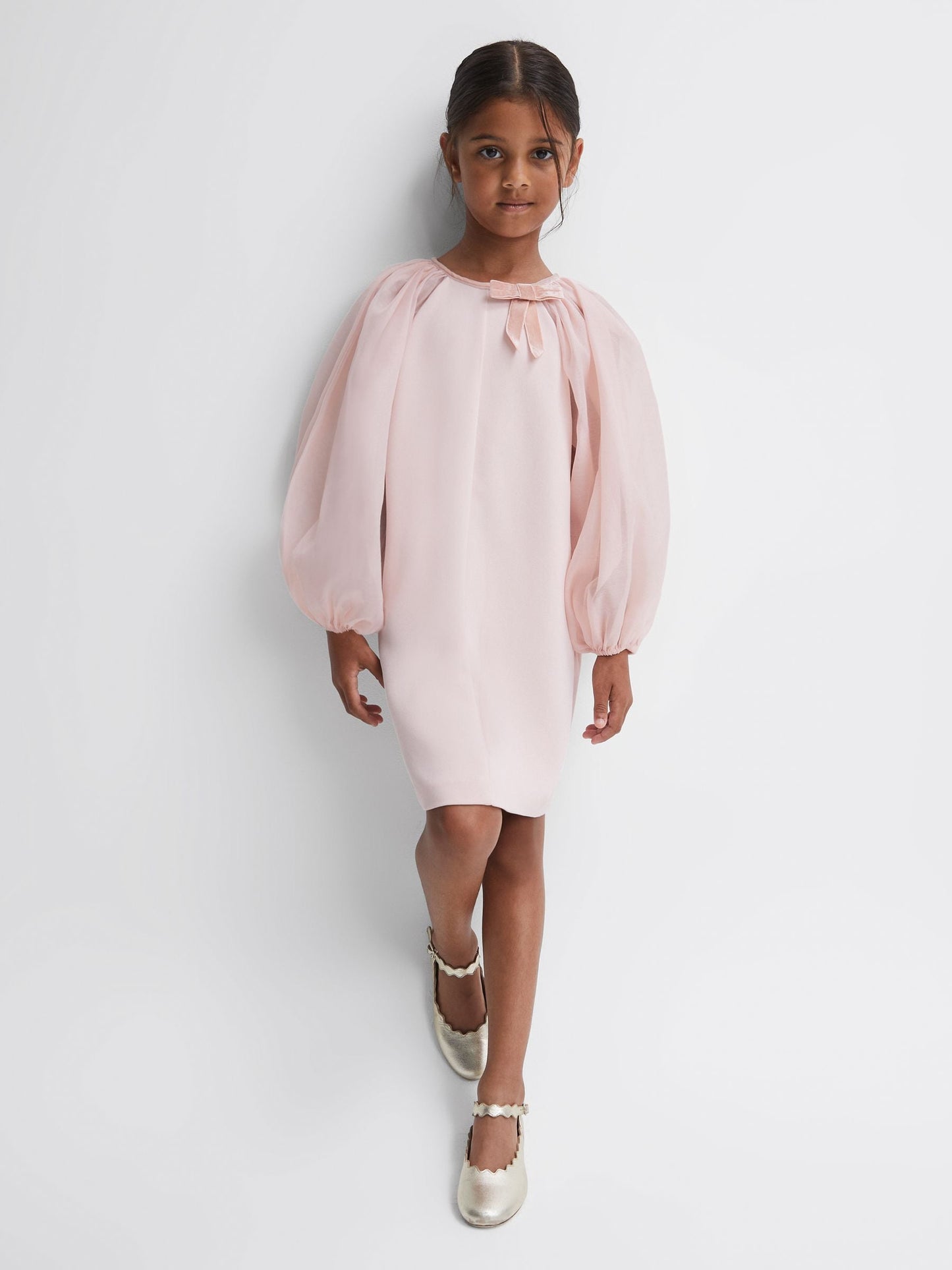 Dsiney Kidz - Reiss Pink Lauren Junior Blouson Sleeve Bow Dress image 3