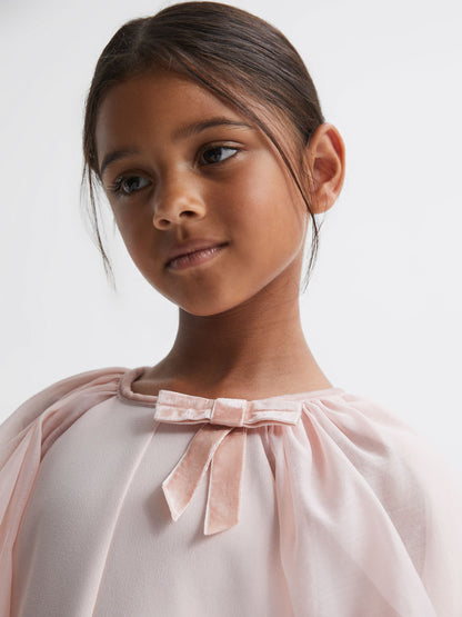 Dsiney Kidz - Reiss Pink Lauren Junior Blouson Sleeve Bow Dress image 4