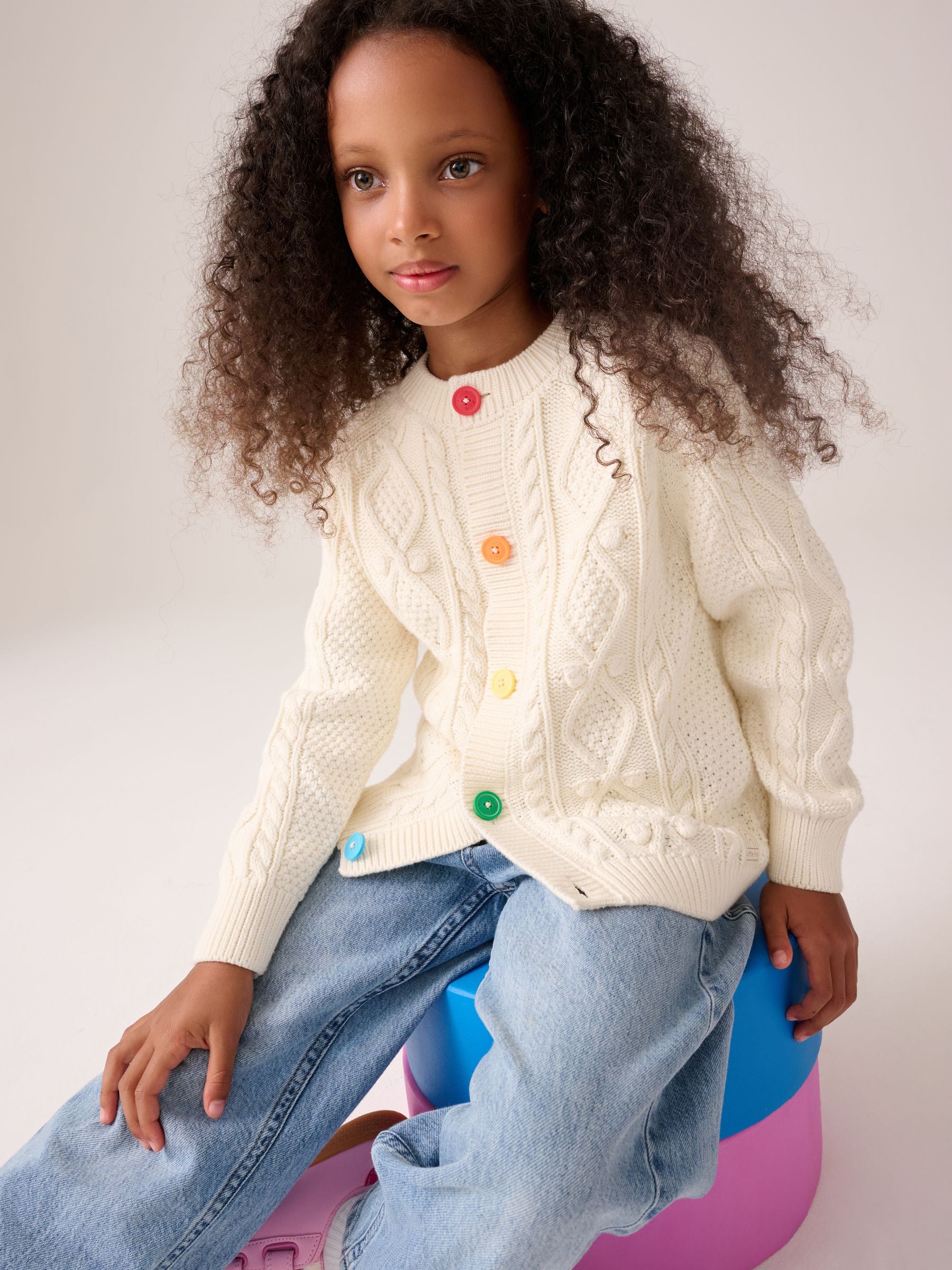 Dsiney Kidz - Little Bird by Jools Oliver Ecru Knitted Cable Cotton Cardigan image 5