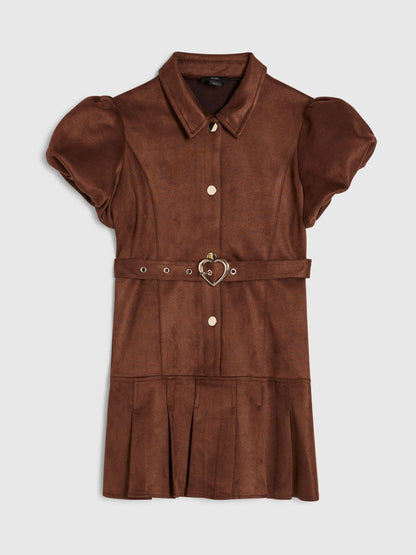 River Island Brown Belted Suedette Shirt Dress - image 1