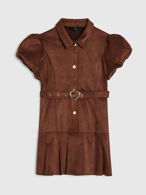 River Island Brown Belted Suedette Shirt Dress - image 1