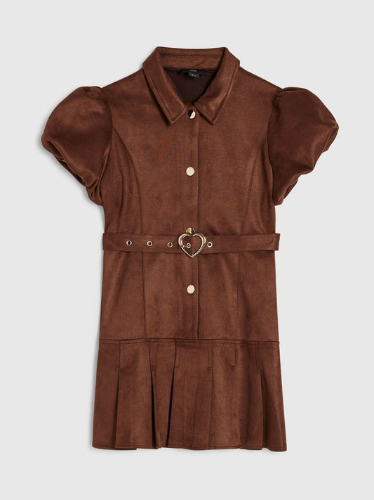 River Island Brown Belted Suedette Shirt Dress - image 1