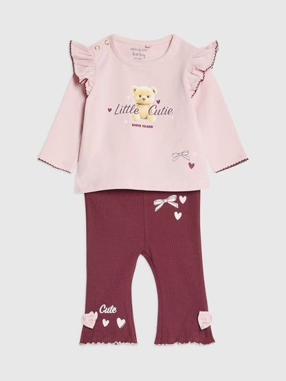 River Island Pink Bow Top & Leopard Leggings Set - image 3