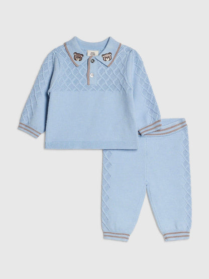 River Island Blue Knitted Polo Top  & Leggings Set - image 1