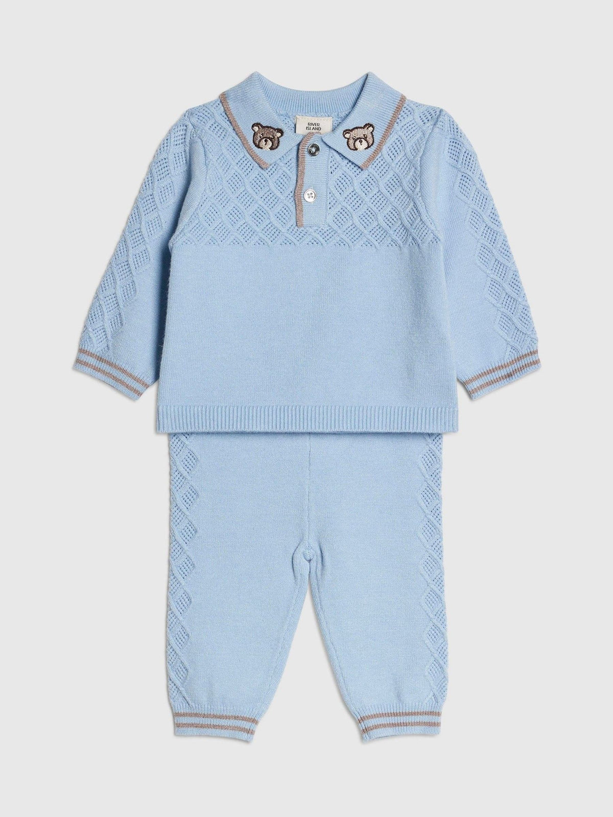 River Island Blue Knitted Polo Top  & Leggings Set - image 3