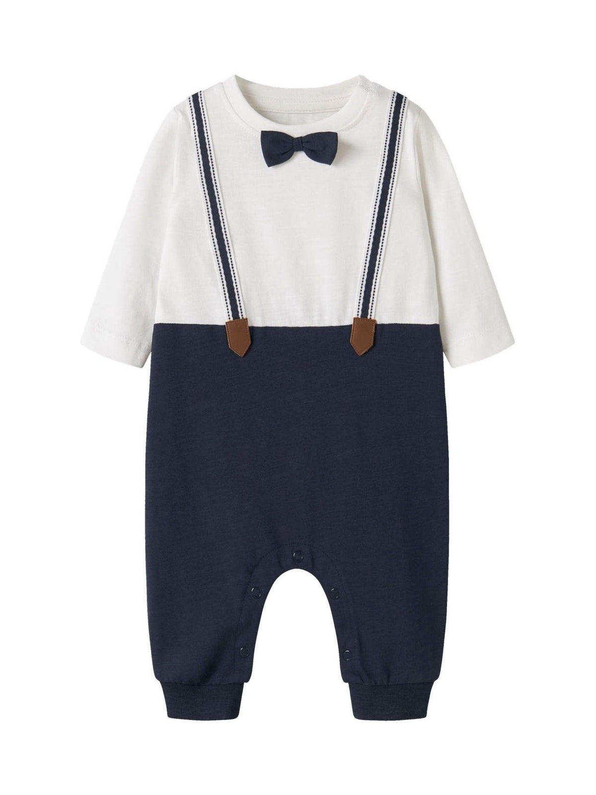 Name It Blue Baby Cotton Tuxedo Romper - image 1