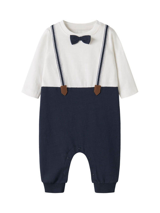 Name It Blue Baby Cotton Tuxedo Romper - image 1