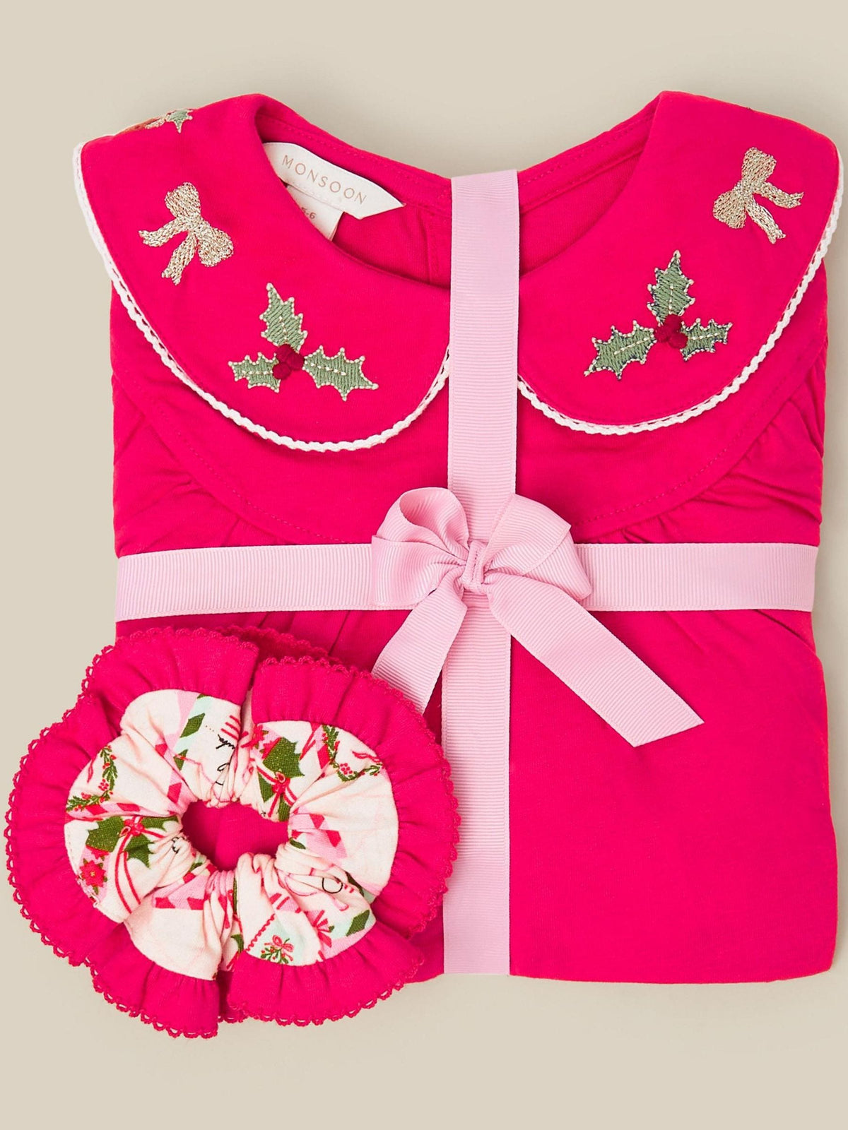 Monsoon Red Christmas Letter Long Pyjamas & Hair Scrunchie Set - image 1