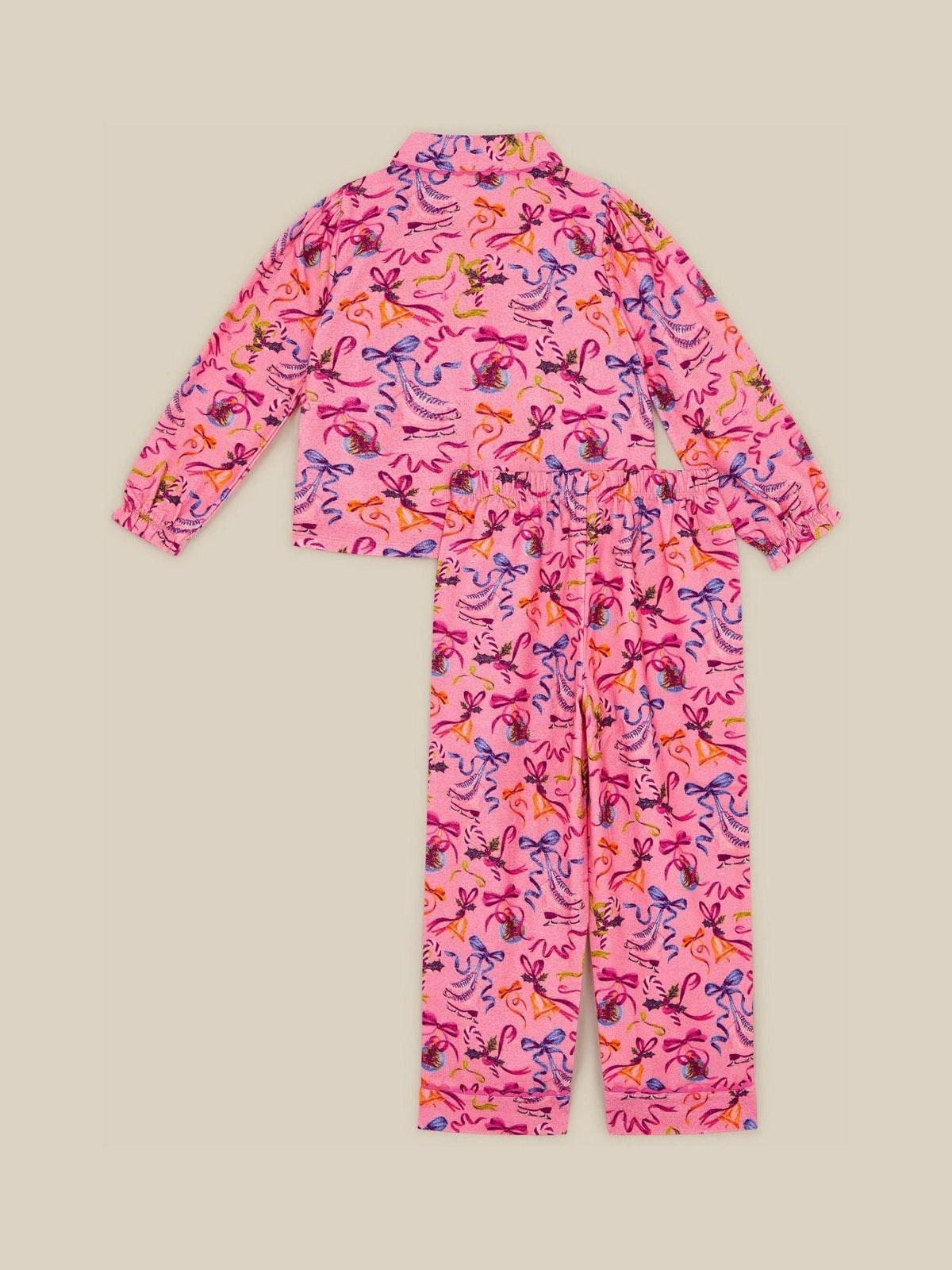 Monsoon Pink Christmas Bow Print Long Pyjamas Set - image 1