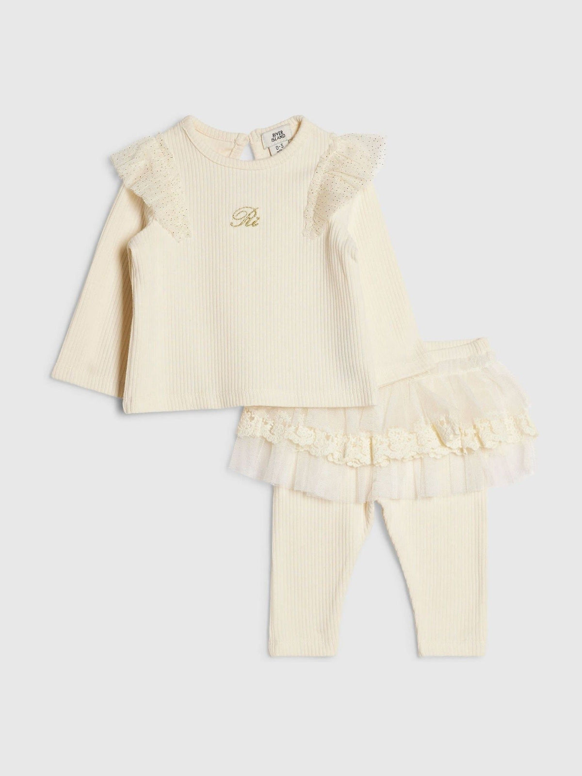 River Island Cream Top & Tulle Leggings Set - image 1