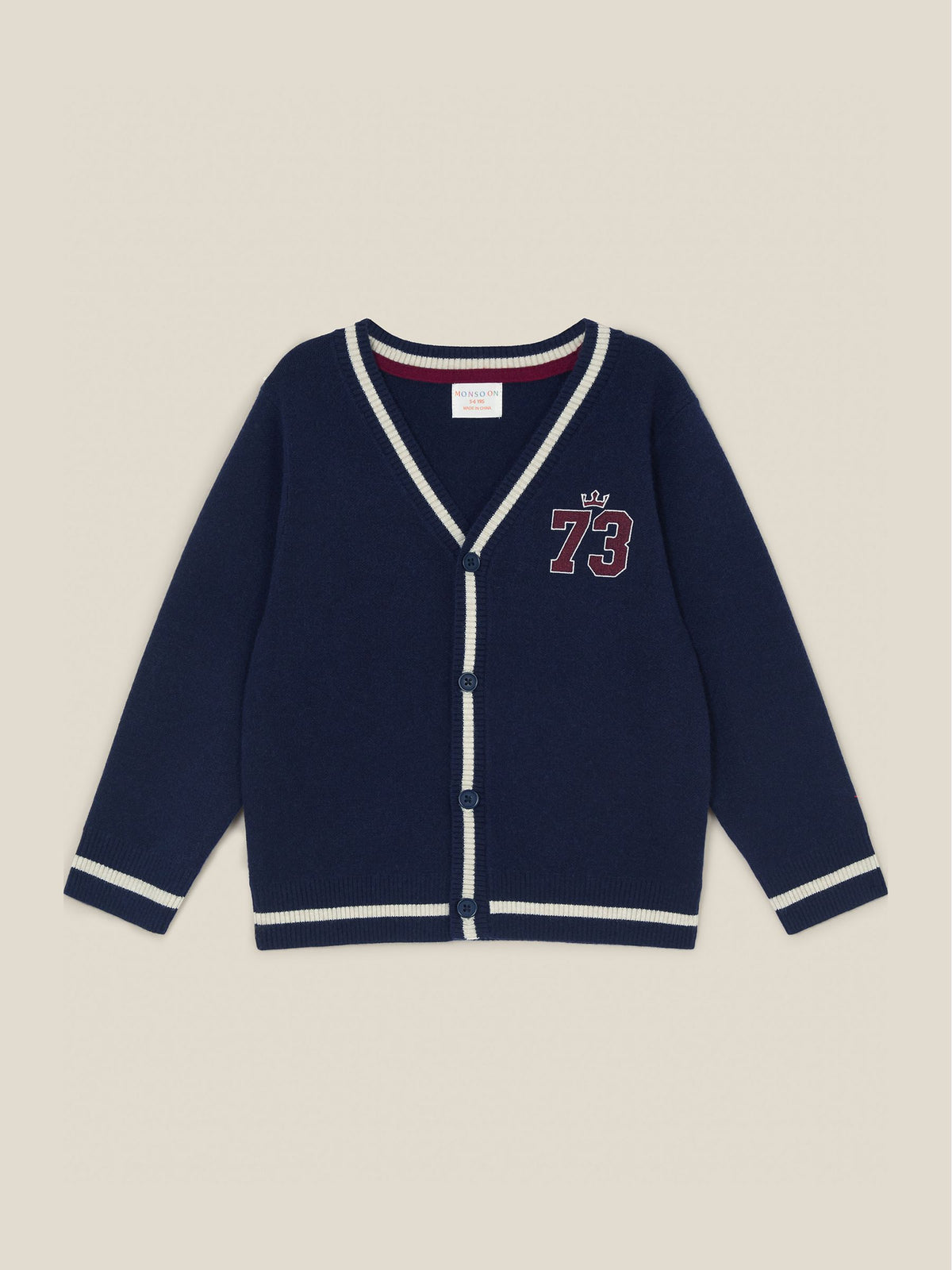 Monsoon Blue Sports Stripe V-Neck Cardigan - image 1