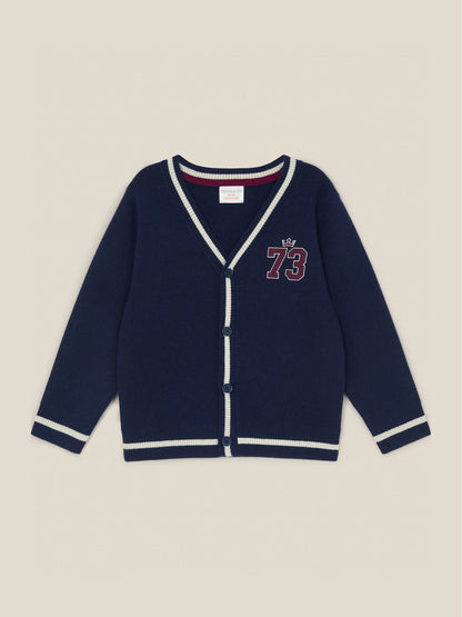 Monsoon Blue Sports Stripe V-Neck Cardigan - image 1