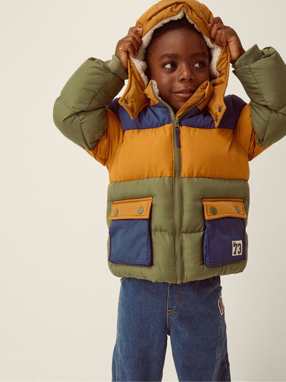 Dsiney Kidz - Monsoon Green Water-Resistant Colourblock Puffer Jacket image 1