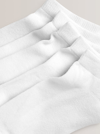 White 5 Pack Cotton Rich Cushioned Sole Trainer Socks image 3