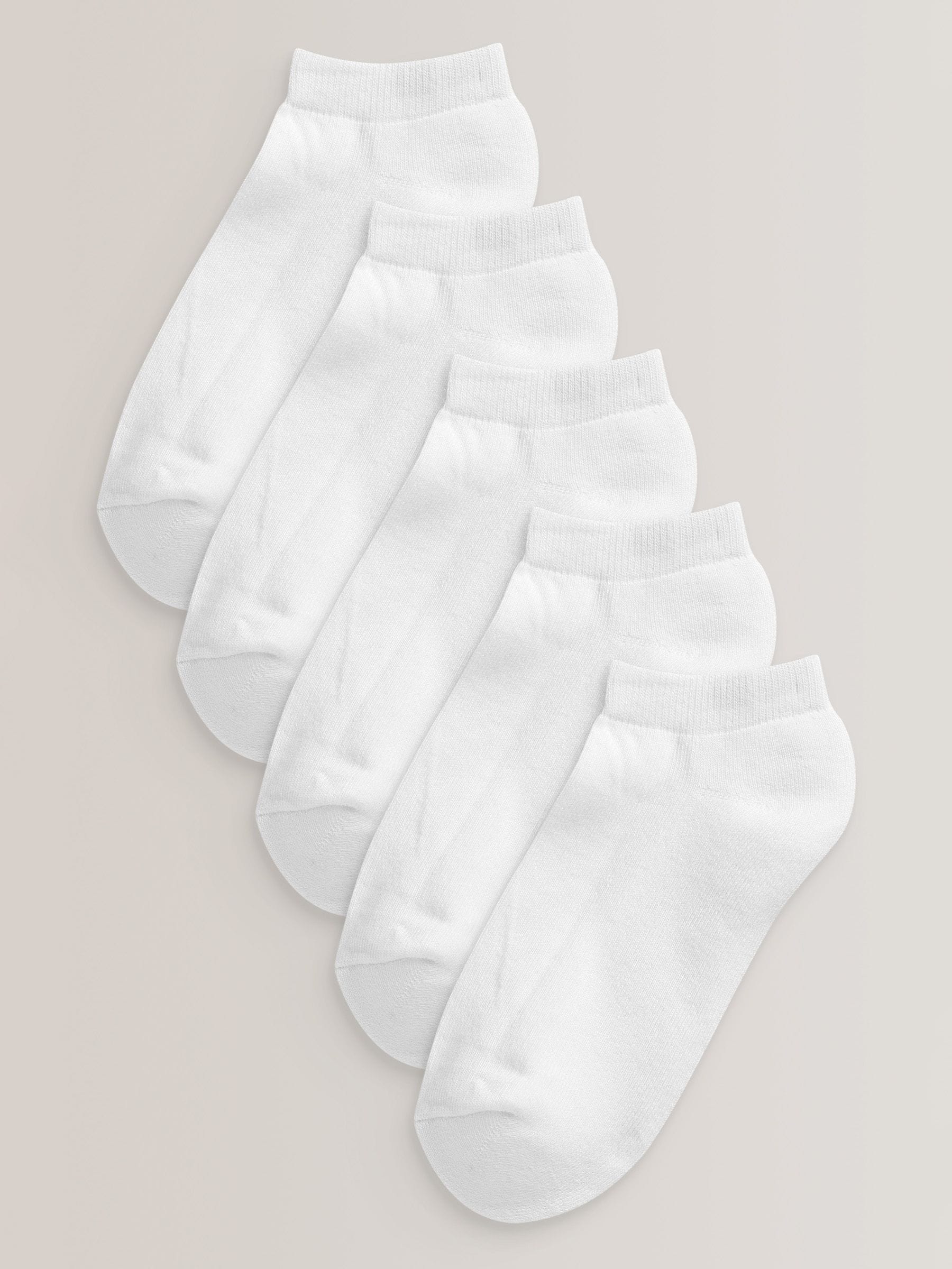 White 5 Pack Cotton Rich Cushioned Sole Trainer Socks image 1