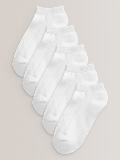 White 5 Pack Cotton Rich Cushioned Sole Trainer Socks image 1
