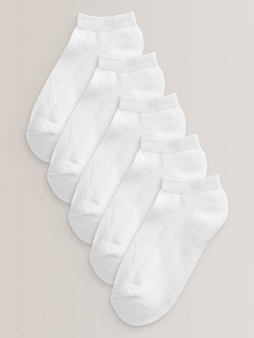 White 5 Pack Cotton Rich Cushioned Sole Trainer Socks image 1
