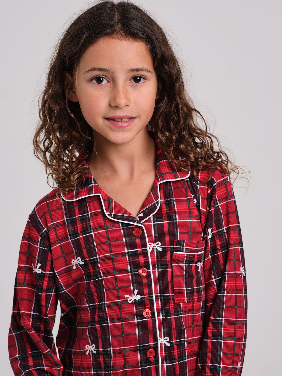 Loungeable Burgundy Red Christmas Tartan Super Soft Long Sleeve Button Through Pyjamas Set - image 4