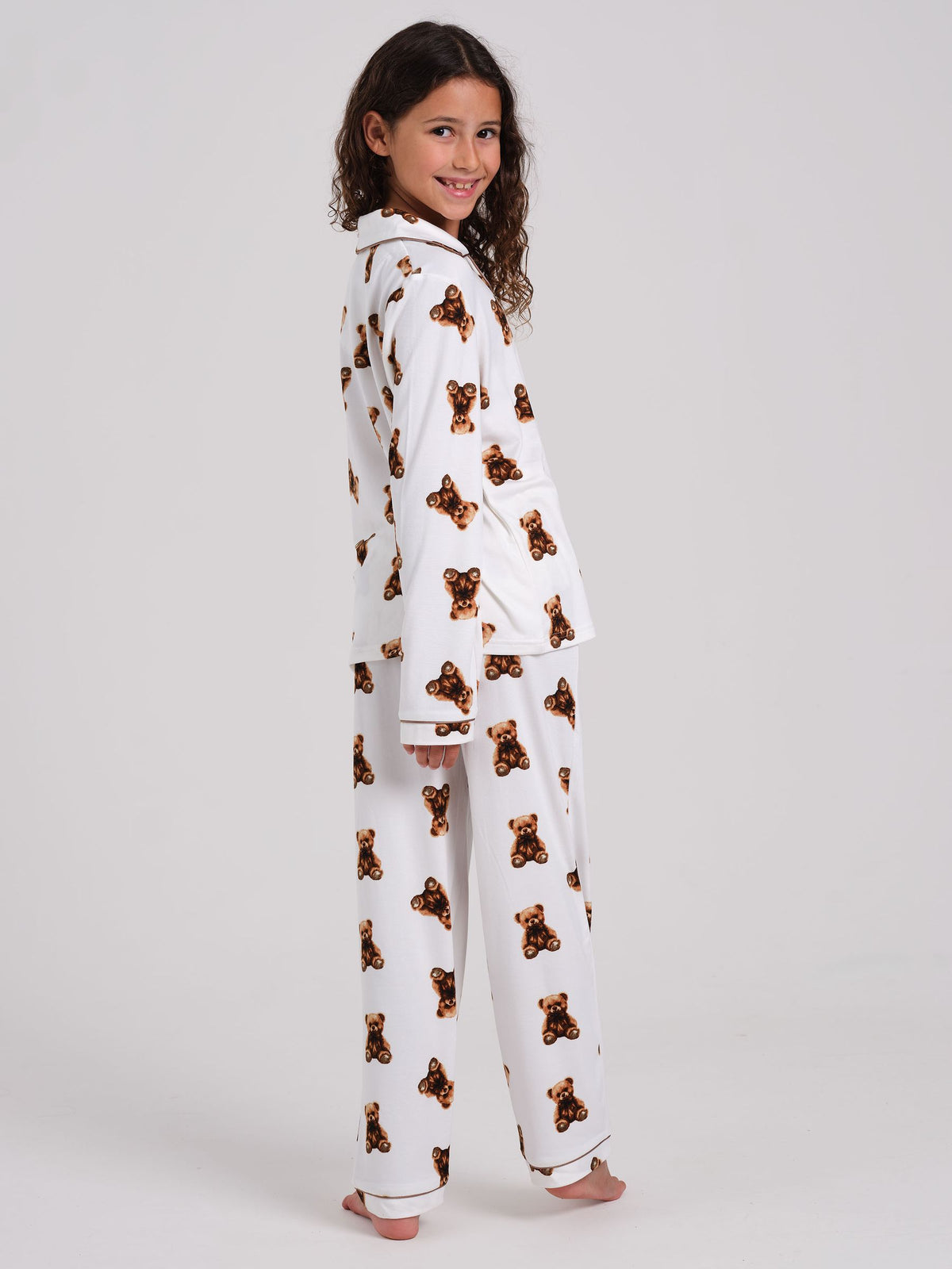 Loungeable Cream Teddy Bear Super Soft Long Sleeve Button Through Pyjamas Set - image 2
