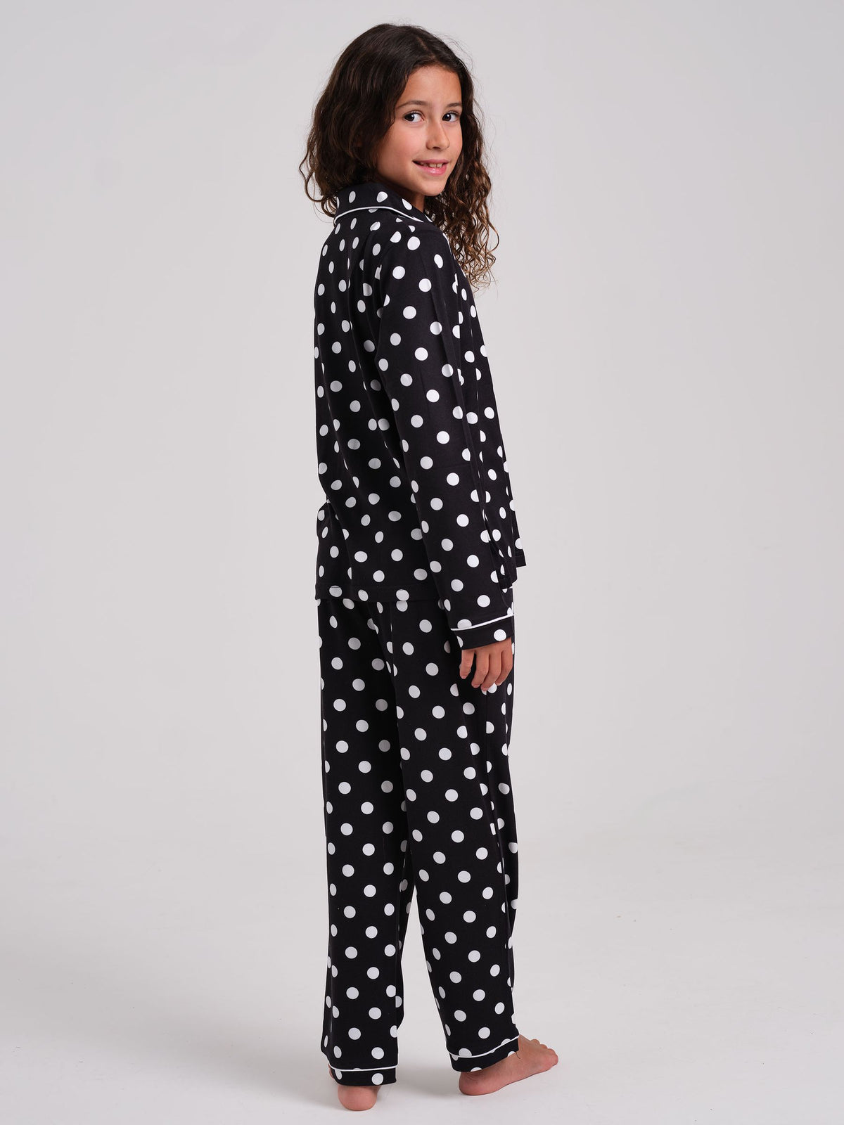 Loungeable Black Polka Dot Super Soft Long Sleeve Button Through Pyjamas Set - image 3