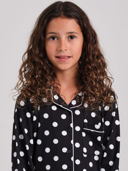 Loungeable Black Polka Dot Super Soft Long Sleeve Button Through Pyjamas Set - image 5