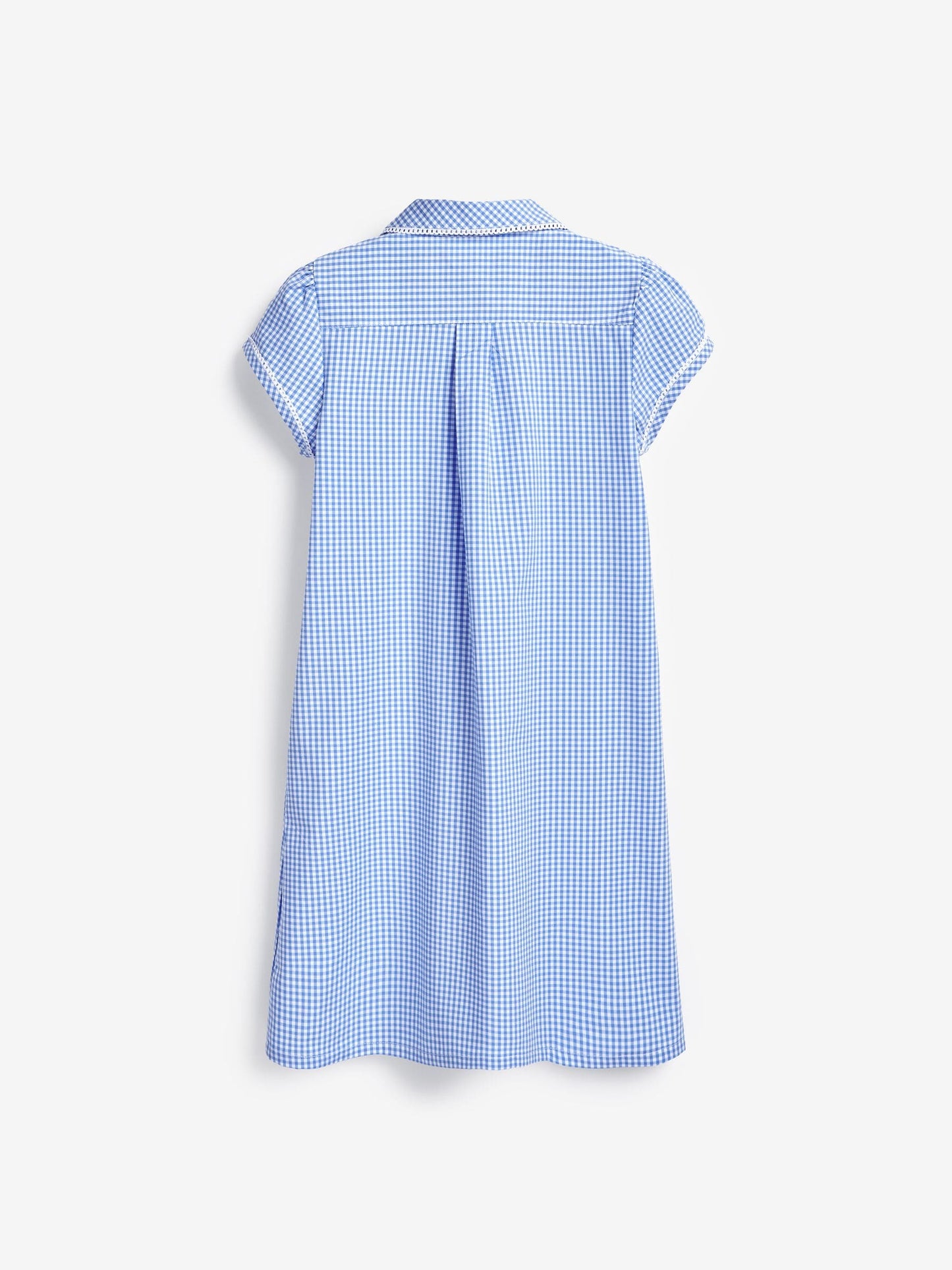 Blue Cotton Rich Button Front Lace Gingham School Dress (3-14yrs) image 5