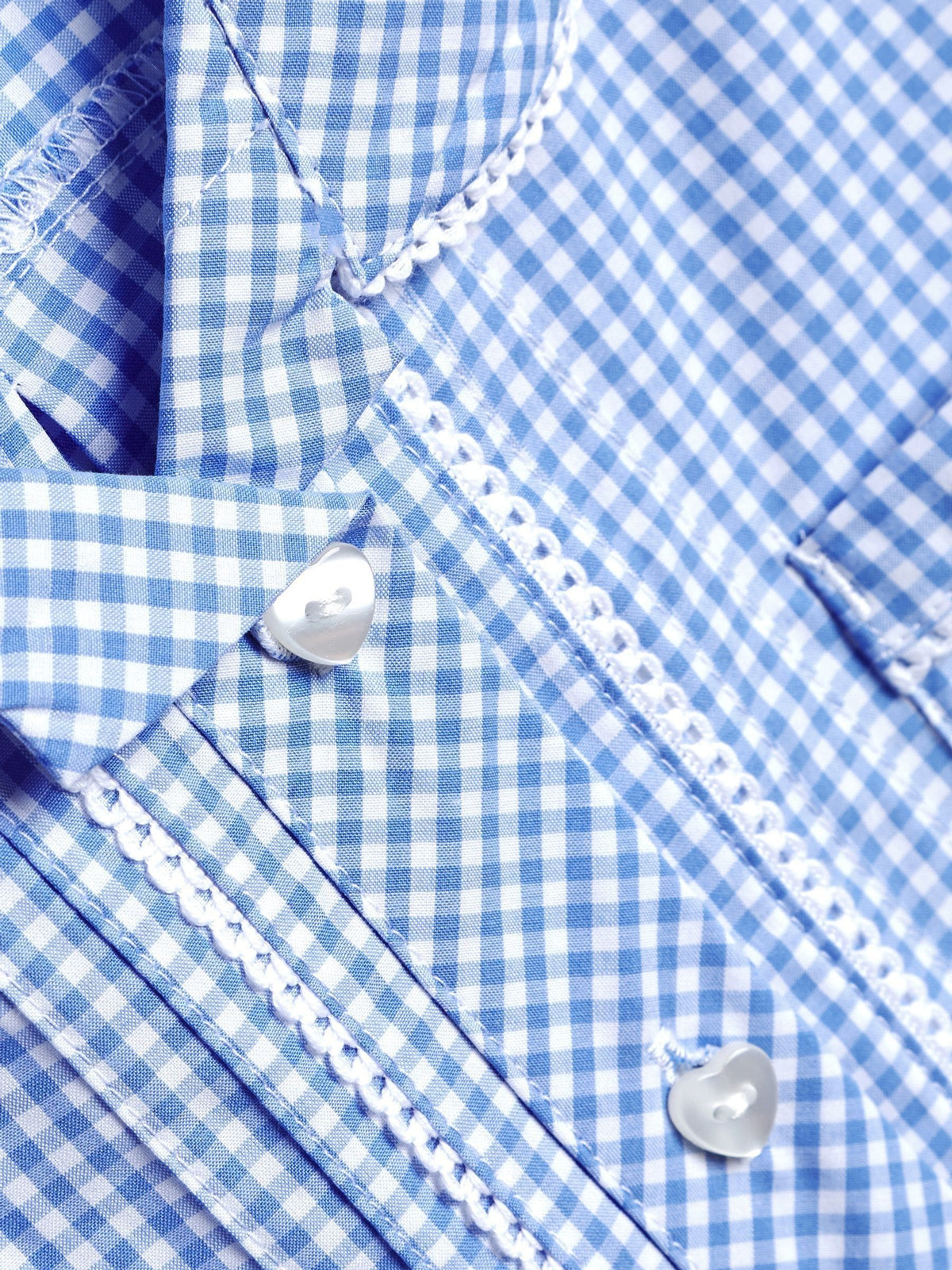 Dsiney Kidz - Blue Cotton Rich Button Front Lace Gingham School Dress (3-14yrs) image 7
