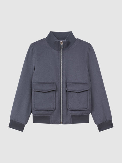 Dsiney Kidz - Reiss Airforce Blue Shuffle 9-14 yrs Wool Blend Zip-Through Jacket image 2