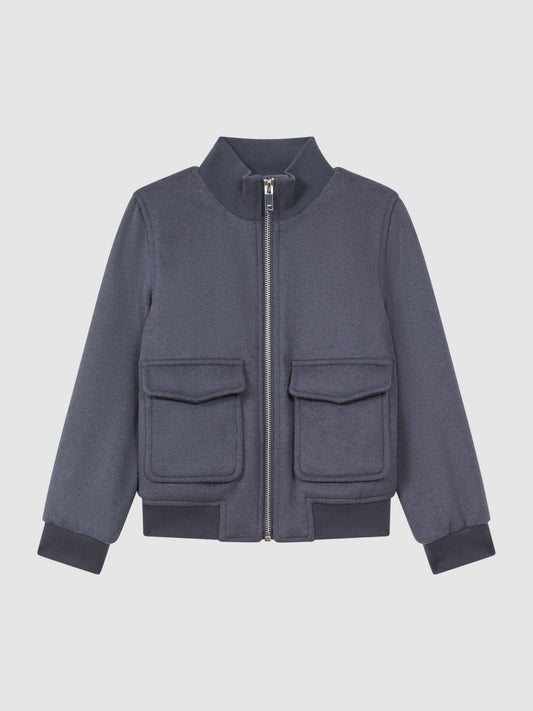 Dsiney Kidz - Reiss Airforce Blue Shuffle 9-14 yrs Wool Blend Zip-Through Jacket image 2