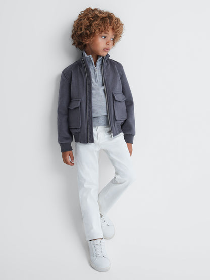 Dsiney Kidz - Reiss Airforce Blue Shuffle 9-14 yrs Wool Blend Zip-Through Jacket image 3