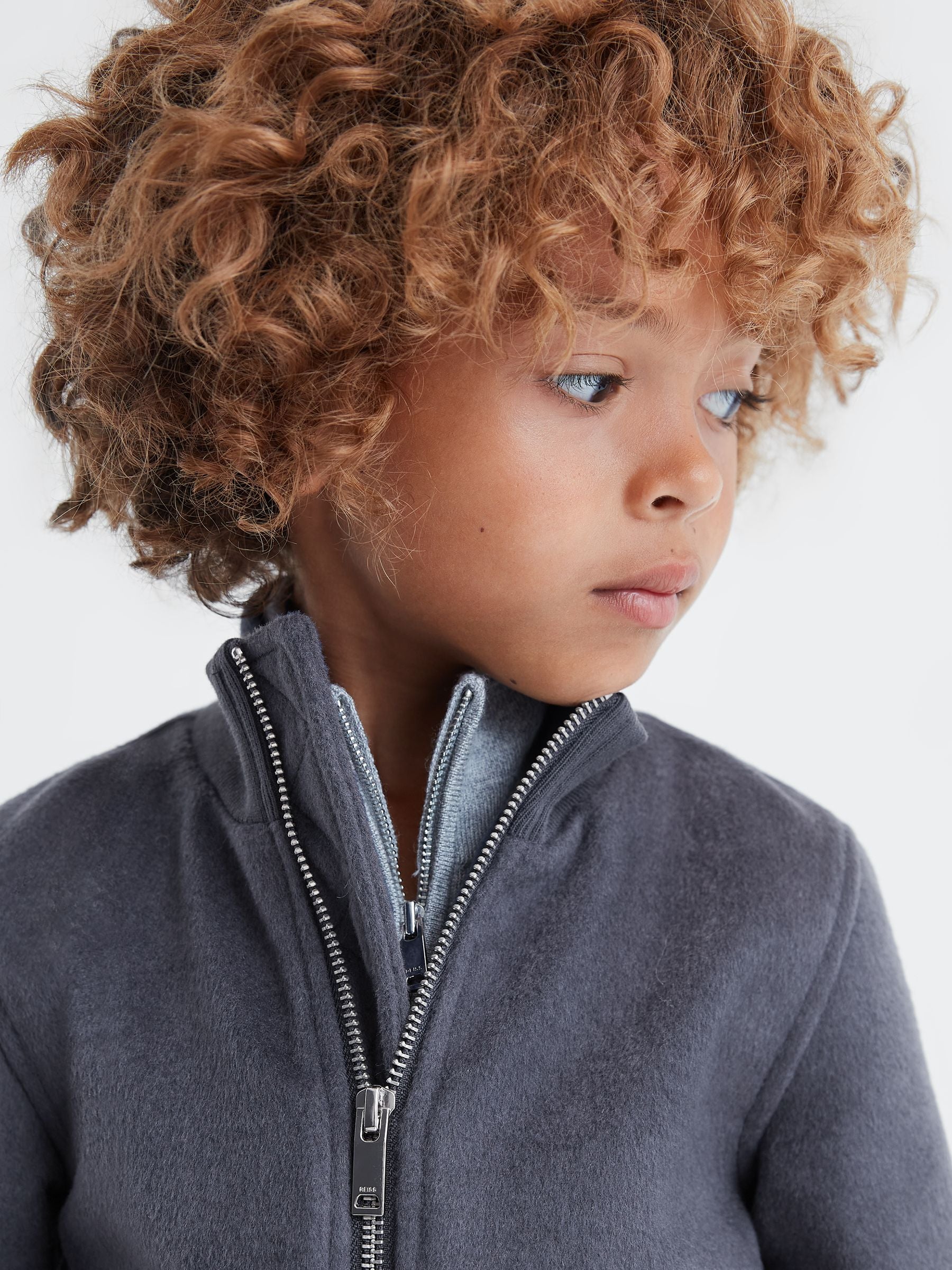 Dsiney Kidz - Reiss Airforce Blue Shuffle 9-14 yrs Wool Blend Zip-Through Jacket image 4