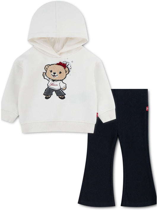 Levi's® Cream Pullover Hoodie and Flared Ribbed Joggers Set 2 Piece - image 1