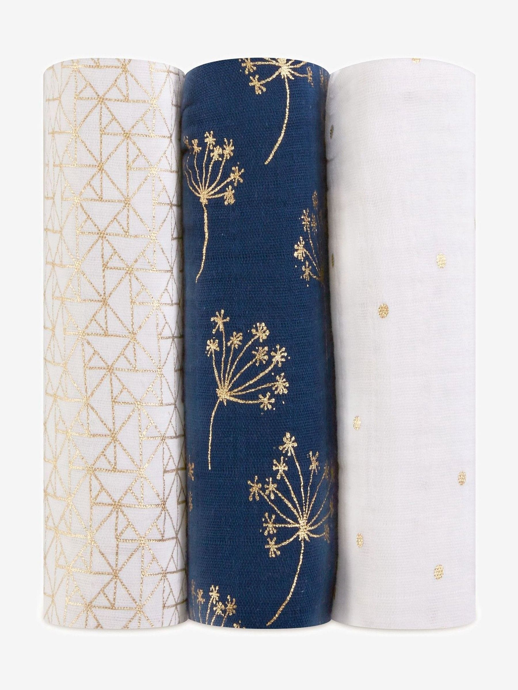 aden + anais White Large 100% Cotton Muslin Blankets 3 Pack image 1