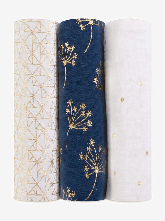 aden + anais White Large 100% Cotton Muslin Blankets 3 Pack image 1